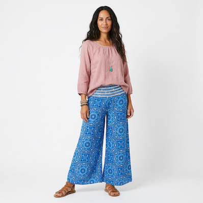 Super Flared Pants with Sequinned Waist
